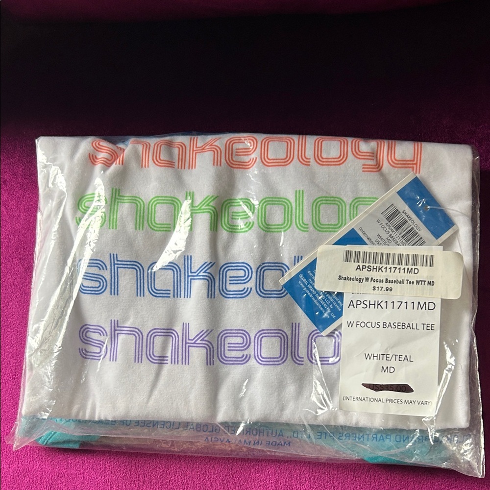Beachbody White and Teal Long Sleeve Tee
